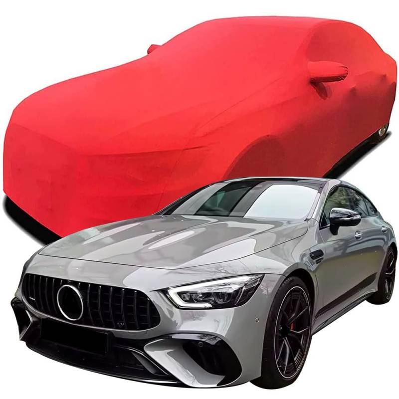 Maßgeschneiderte Autoabdeckung für Mercedes-AMG GT63 S 2023 2024 2025, Indoor-Autoabdeckung Abdeckung Samt Stretch Staubdicht Atmungsaktiv Schutz,Red von YCPHR