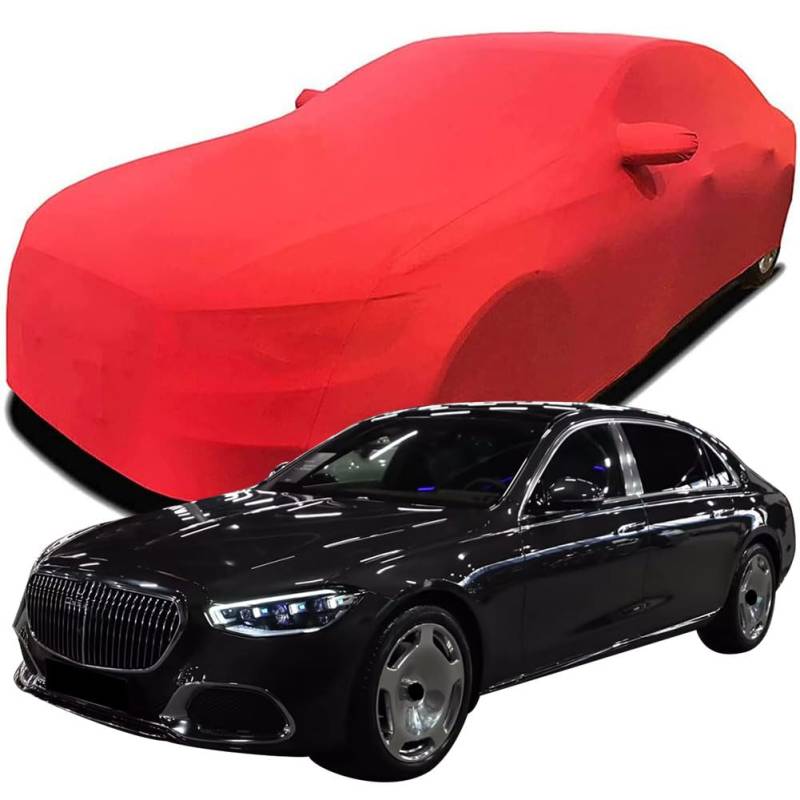 Maßgeschneiderte Autoabdeckung für Mercedes-Maybach S580, Indoor-Autoabdeckung Abdeckung Samt Stretch Staubdicht Atmungsaktiv Schutz,Red von YCPHR