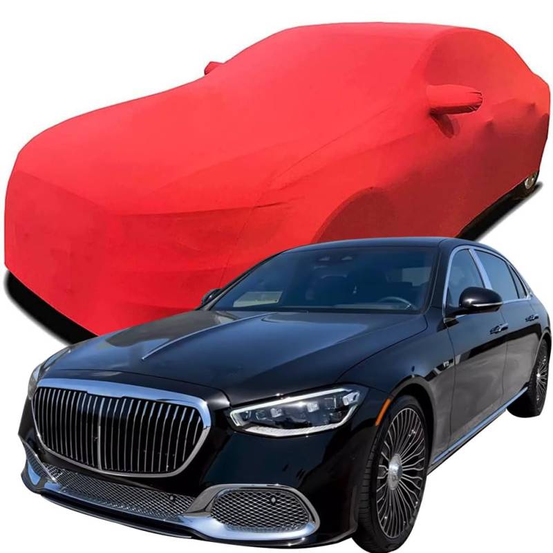 Maßgeschneiderte Autoabdeckung für Mercedes-Maybach S680 V12, Indoor-Autoabdeckung Abdeckung Samt Stretch Staubdicht Atmungsaktiv Schutz,Red von YCPHR