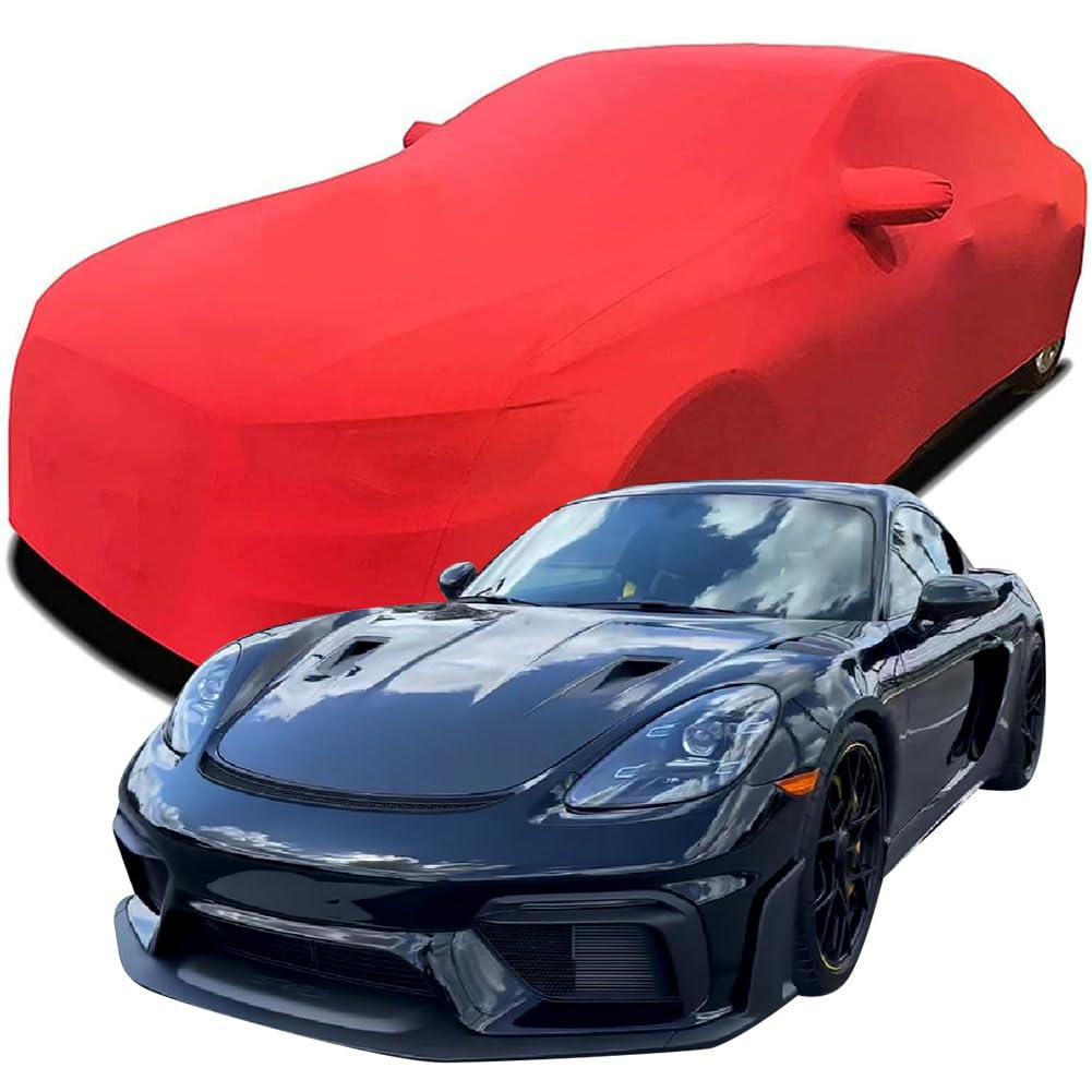 Maßgeschneiderte Autoabdeckung für Porsche 718 Cayman GT4 RS 2023 2024 2025, Indoor-Autoabdeckung Abdeckung Samt Stretch Staubdicht Atmungsaktiv Schutz,Red Maßgeschneiderte Autoabdeckung für Porsche 718 Cayman GT4 RS 2023 2024 2025, Indoor-Autoabdeckung Abdeckung Samt Stretch Staubdicht Atmungsaktiv Schutz,Red von YCPHR