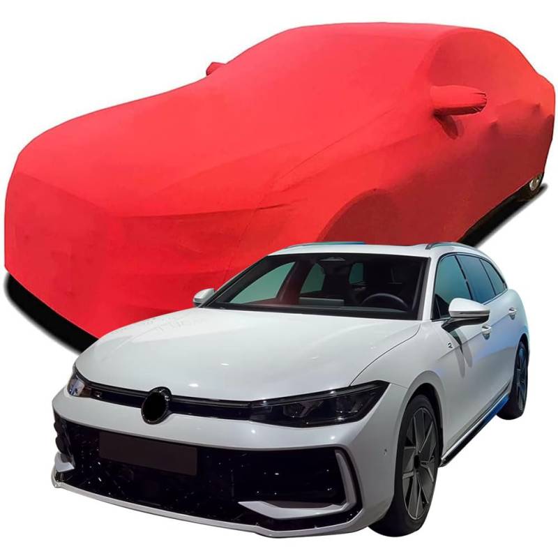 Maßgeschneiderte Autoabdeckung für Volkswagen Passat Wagon 2024 2025, Indoor-Autoabdeckung Abdeckung Samt Stretch Staubdicht Atmungsaktiv Schutz,Red von YCPHR