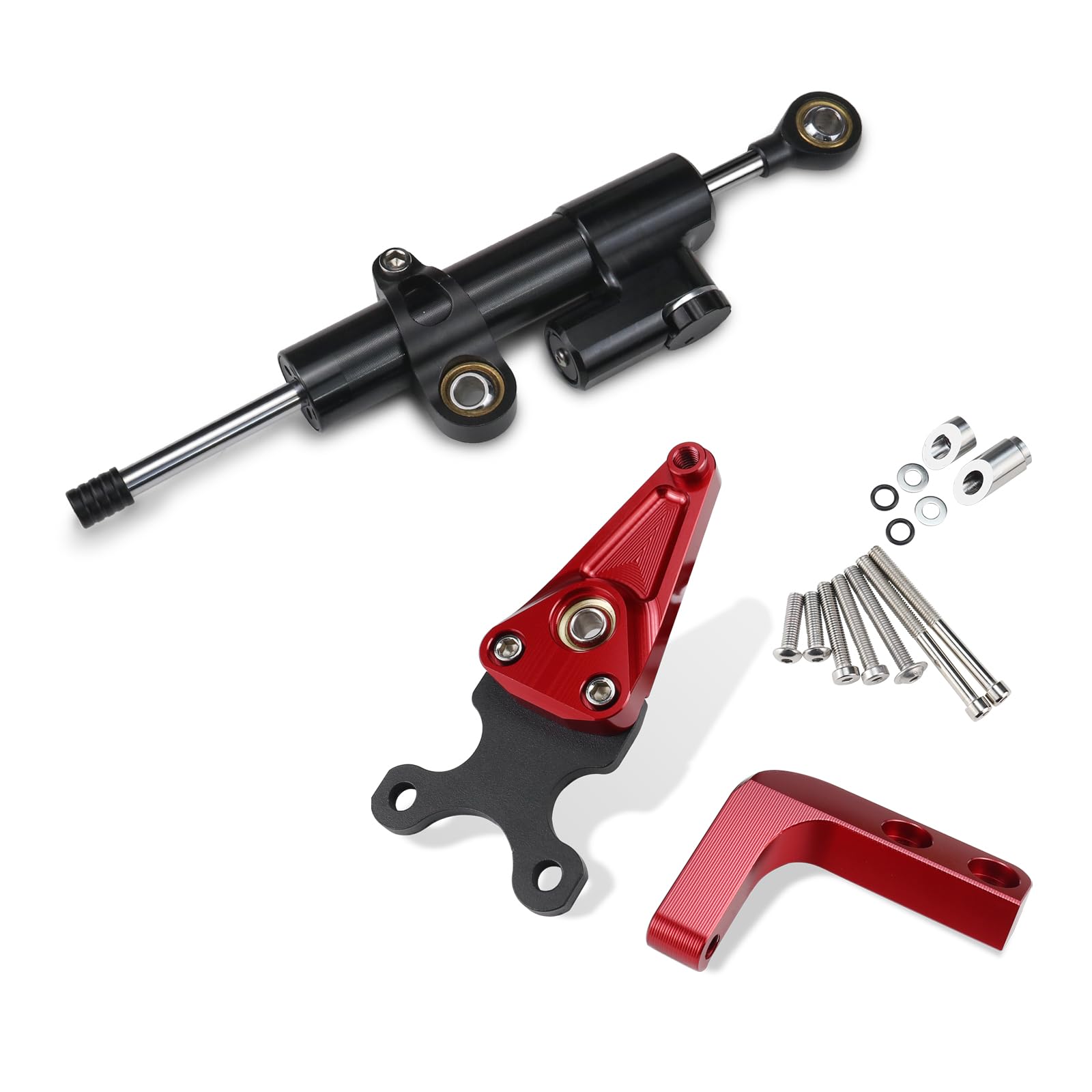 YDADV CBR 650 R Stoßdämpfer-Kit für Honda CBR650R CBR 650R 2019–2024 Zubehör Lenkungsdämpferhalterung (Schwarz -Rot -Kit) von YDADV