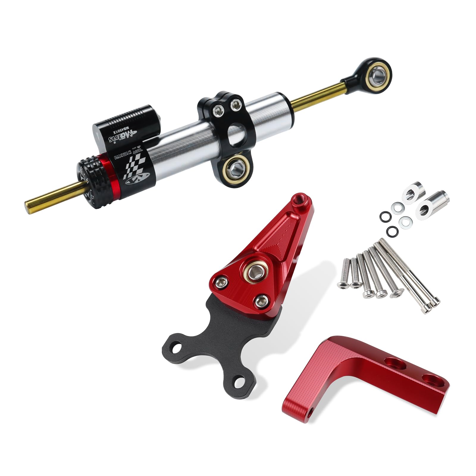 YDADV CBR 650 R Stoßdämpfer-Kit für Honda CBR650R CBR 650R 2019–2024 Zubehör Lenkungsdämpferhalterung (Silber Red Kit) von YDADV