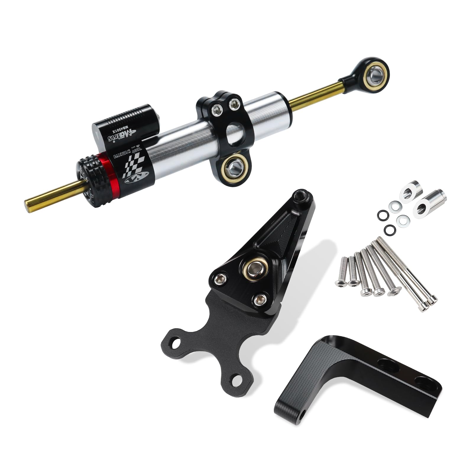 YDADV CBR 650 R Stoßdämpfer-Kit für Honda CBR650R CBR 650R 2019–2024 Zubehör Lenkungsdämpferhalterung (Silber und Schwarzes Kit) von YDADV