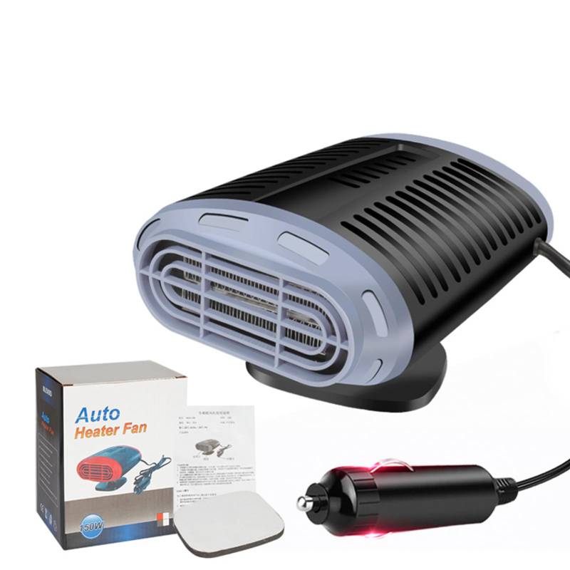 Ydrcesmi Autoheizungslüfter 360 ° C einstellbar 150 W schnelle Heizung tragbarer Windschutzscheibe Defogger Deffroster für Fahrzeuge Auto Windschutzscheibe Demister (12 V grau schwarz) von YDRCESMI