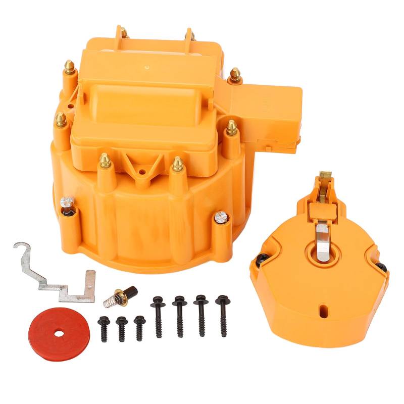 Ydrcesmi Hei Distributor Cap und Rotor Heavy Duty Large Distributor Cap Set für SBC 283 305 307 327 350 400 K549 Zündverteilungskappe und Rotor -Kit -Baugruppe für V8 -Motoren (Orange) von YDRCESMI