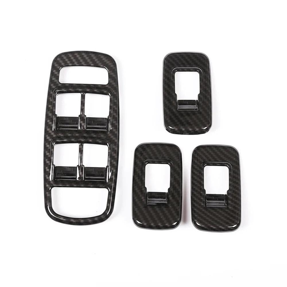 4 Stücke Auto Teil Auto Tür Fensterheber Schalter Taste Panel Abdeckung Trim ABS Carbon Faser Für Jaguar XE Innen Aufkleber Autoteile(Carbon fiber) von YDXHERTA