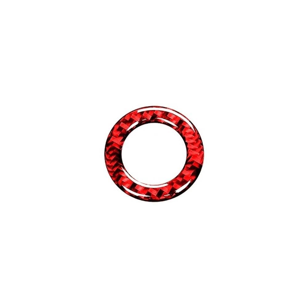 Für Mustang 2009-2014 Carbon Fiber Innen Auto Motor Start Stop Zündung Schlüssel Ring Aufkleber Rahmen Trim Abdeckung Autoteile(Rood) von YDXHERTA