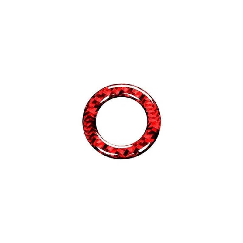 Für Mustang 2009-2014 Carbon Fiber Innen Auto Motor Start Stop Zündung Schlüssel Ring Aufkleber Rahmen Trim Abdeckung Autoteile(Rood) von YDXHERTA