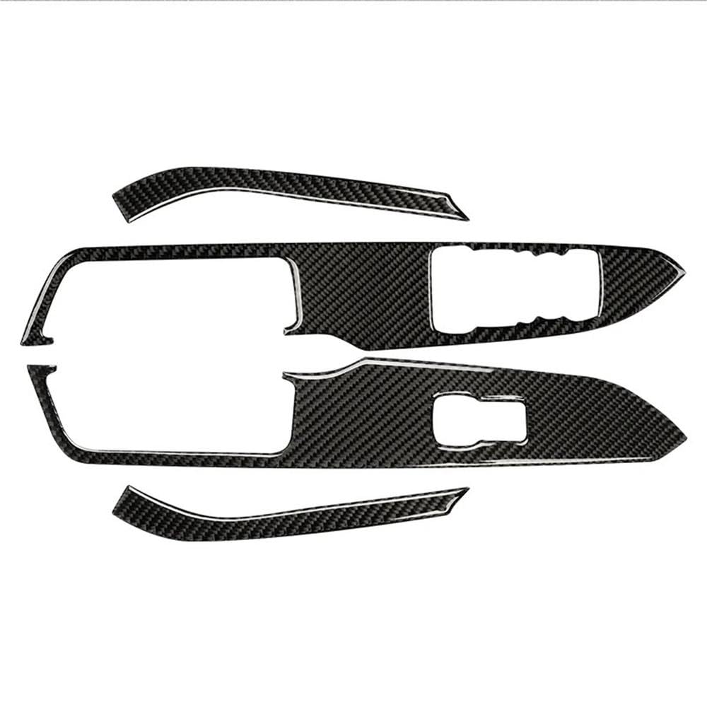 Für Mustang GT 2015-2021 Zubehör Carbon Fiber Auto Windows Heben Schalter Bedienfeld Dekoration Abdeckung Trim Aufkleber Autoteile(Black(LHD)) von YDXHERTA