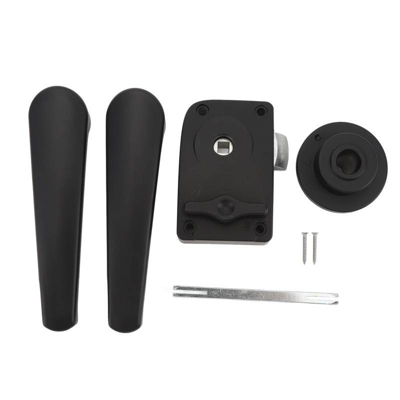 YDuupxe RV Duschtür Verriegelte RV -Tür Latch Toilettenbad Mattes Schwarzes Dual -Griff -Reverse -Verriegelungsfunktion für Wohnmobile Trailer Boat Yacht von YDuupxe