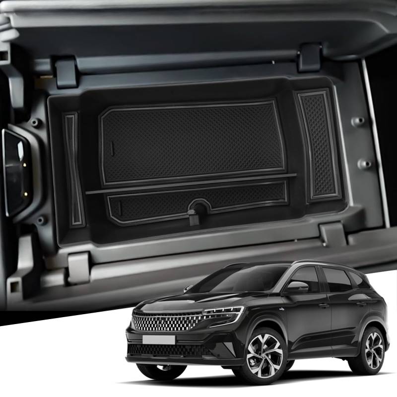YEE PIN 2023 Austral E-Tech Aufbewahrungsbox Kompatibel mit Renault Austral E-Tech Hybrid 2022-2025 Mittelkonsole Organizer Tray für Armlehne Organizer Zubehör Mit Rutschfestermatte (Schwarz) von YEE PIN