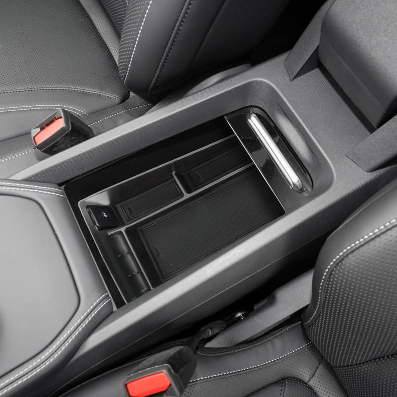 YEE PIN Aufbewahrungsbox Kompatibel mit Ford Mustang Mach-E 2021-2024 Mittelkonsole Organizer Tray für Armlehne Organizer Zubehör Mit Rutschfestermatte (Schwarz) von YEE PIN