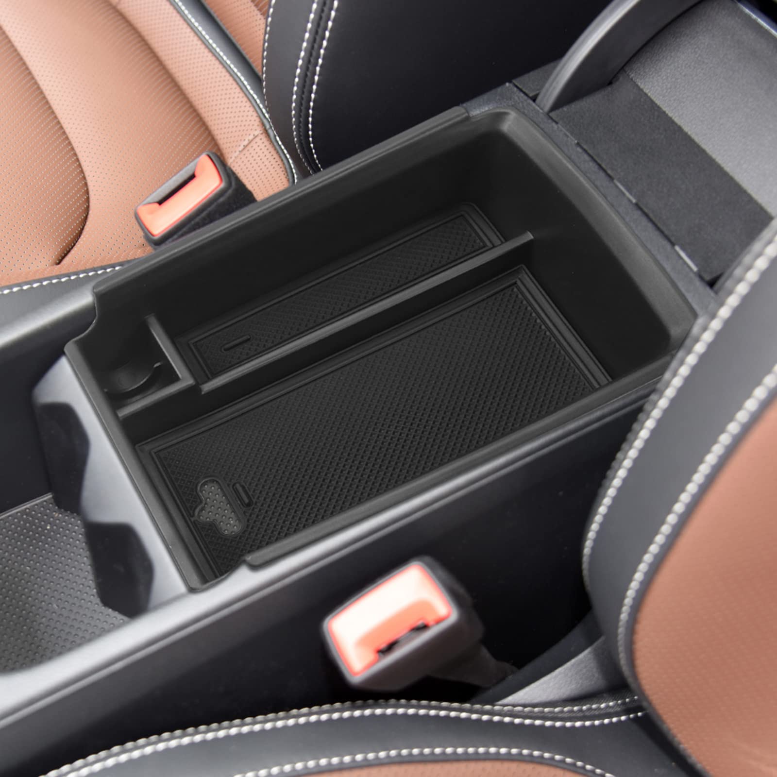 YEE PIN Für Karoq Mittelkonsole Handschuhfach für Armlehne Organizer Skoda Karoq 2018-2022 2023 Aufbewahrungsbox Mit Rutschfestermatte Autozubehör (Schwarz) (Schwarz) von YEE PIN