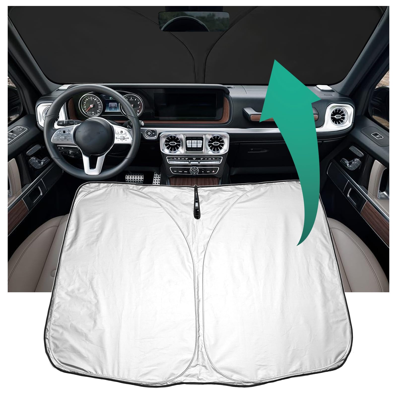 YEE PIN G-klasse w463 Sonnenschutz Auto kompatibel mit Mercedes Benz G-klasse w463 W464 2018-2022 2023 2024, Faltbare Auto Sonnenschirm Frontscheibe Windschutzscheibe UV Staub Schutz YEE PIN G-klasse w463 Sonnenschutz Auto kompatibel mit Mercedes Benz G-klasse w463 W464 2018-2022 2023 2024, Faltbare Auto Sonnenschirm Frontscheibe Windschutzscheibe UV Staub Schutz von YEE PIN