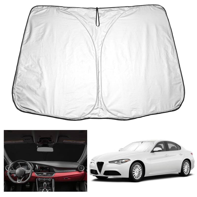 YEE PIN Giulia Sonnenschutz Auto kompatibel mit Alfa Romeo Giulia 952 2016-2023 2024，Faltbare Auto Sonnenschirm Giulia Frontscheibe Windschutzscheibe UV Staub Schutz von YEE PIN