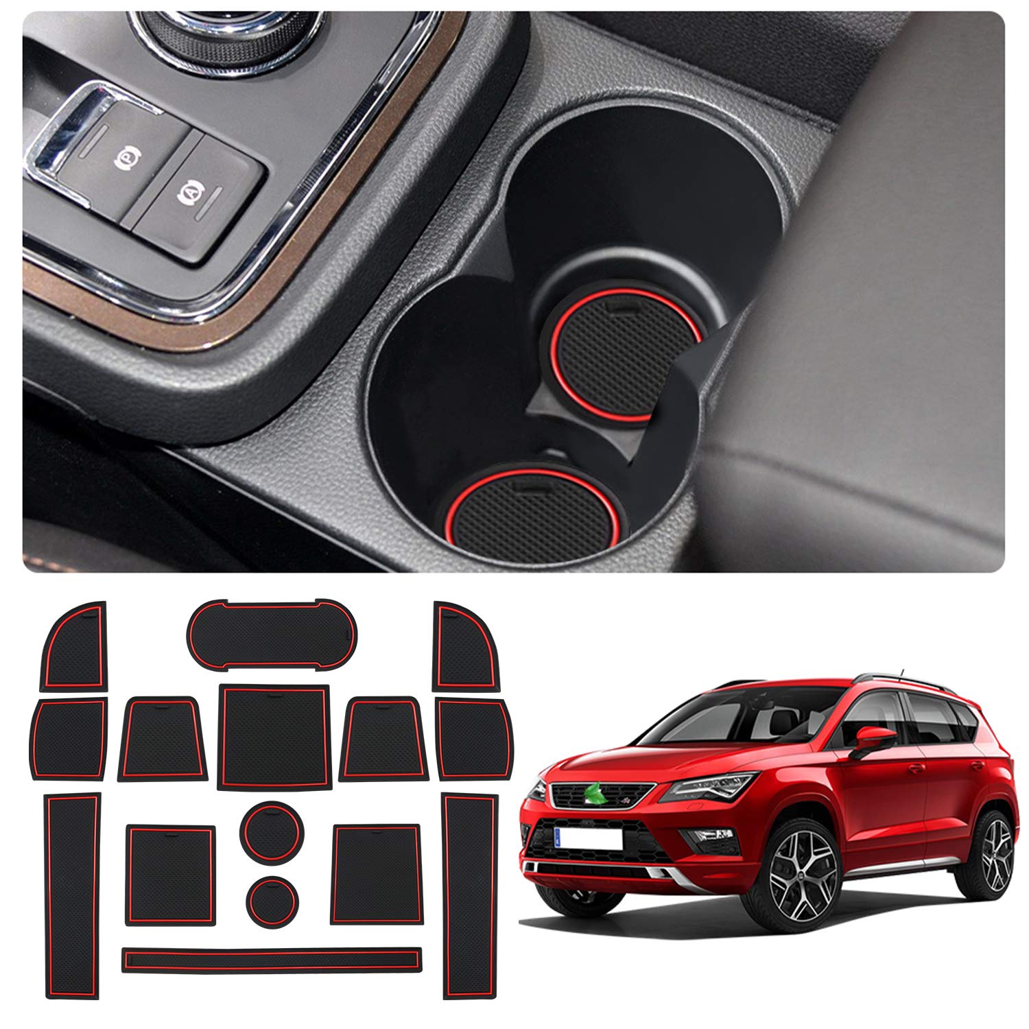 YEE PIN SEAT Ateca SUV 2017-2021 Gummimatten Zubehör Interieur rutschfeste Matten für Mittelkonsole Aufbewahrungsbox Autoteile Innenausstattung(Nicht für Seat Ateca FR YEE PIN SEAT Ateca SUV 2017-2021 Gummimatten Zubehör Interieur rutschfeste Matten für Mittelkonsole Aufbewahrungsbox Autoteile Innenausstattung(Nicht für Seat Ateca FR von YEE PIN