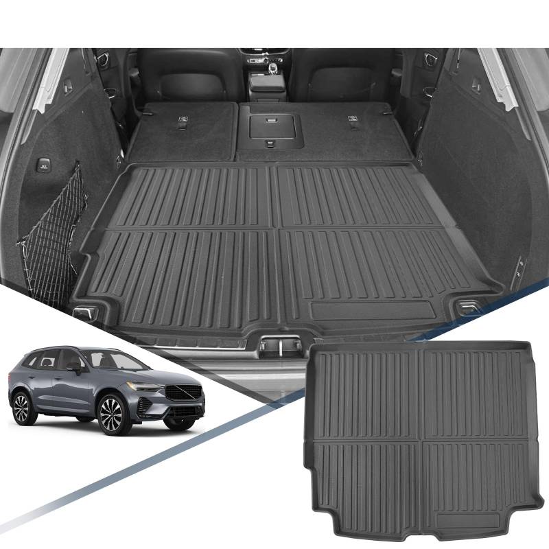 YEE PIN Kofferraummatte für Volvo XC60 XV60 2018-2024 2025 | Seitenschutz TPE Material Laderaumschale Schutzmatte für Sicheren Transport von Gepäck Rutschfester Autozubehör von YEE PIN