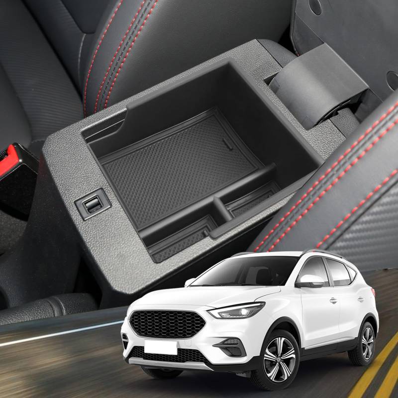 YEE PIN MG ZS Aufbewahrungsbox Kompatibel mit MG ZS 2021-2024 (Für das Schaltgetriebe) Mittelkonsole Organizer Tray für Armlehne Organizer Zubehör Mit Rutschfestermatte von YEE PIN