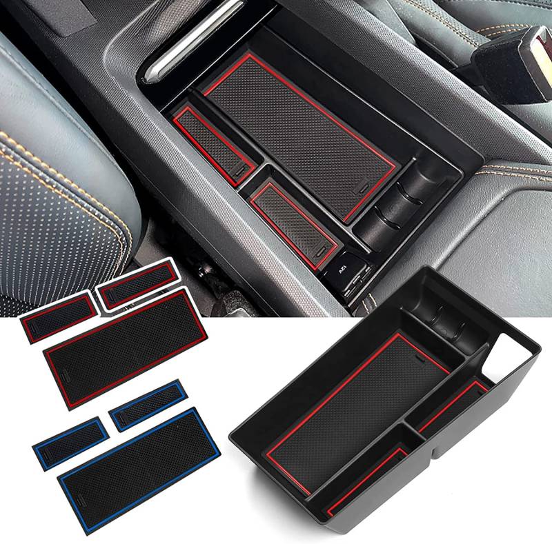 YEE PIN Mittelkonsole Organizer Kompatibel mit 2021-2024 Ford Mustang Mach-E Aufbewahrungsbox/Handschuhfach für Armlehne Organizer Zubehör Mit Rutschfestermatte von YEE PIN