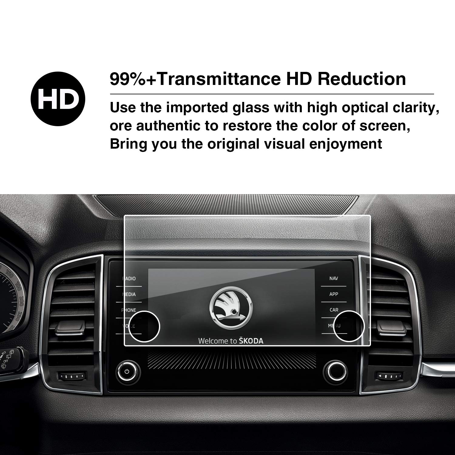 YEE PIN Navigation Displayschutzfolie Für Karoq Columbus 2017 2018 2019 2020 Displayschutz Kratzfeste HD Transparent Anti-Fingerprint Blasenfreie Installation 8-Zoll von YEE PIN