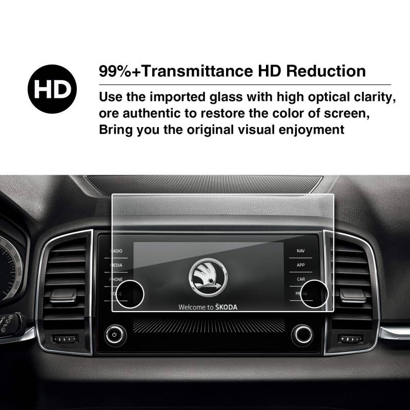 YEE PIN Navigation Displayschutzfolie Für Karoq Columbus 2017 2018 2019 2020 Displayschutz Kratzfeste HD Transparent Anti-Fingerprint Blasenfreie Installation 8-Zoll von YEE PIN