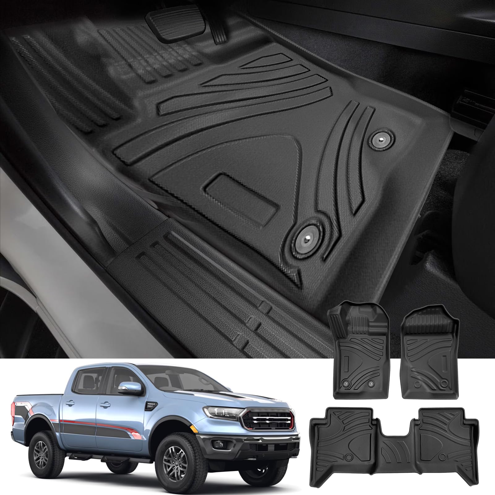 YEE PIN Kompatibel mit Ford Ranger 2023-2025 Fussmatten, für Ranger Wildtrak T9 2024+ / Ranger Raptor 2023+ Langlebiges und verschleißfestes Kompletter Satz Wildtrak Fußmatten wasserdicht rutschfest YEE PIN Kompatibel mit Ford Ranger 2023-2025 Fussmatten, für Ranger Wildtrak T9 2024+ / Ranger Raptor 2023+ Langlebiges und verschleißfestes Kompletter Satz Wildtrak Fußmatten wasserdicht rutschfest von YEE PIN