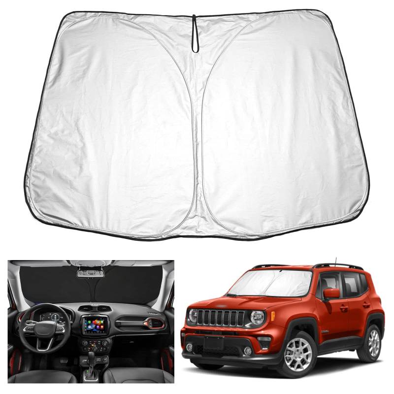 YEE PIN Sonnenschirm Auto kompatibel mit Jeep Renegade 2015-2022，Faltbare Auto Sonnenschutz Renegade Frontscheibe Windschutzscheibe UV Staub Schutz von YEE PIN