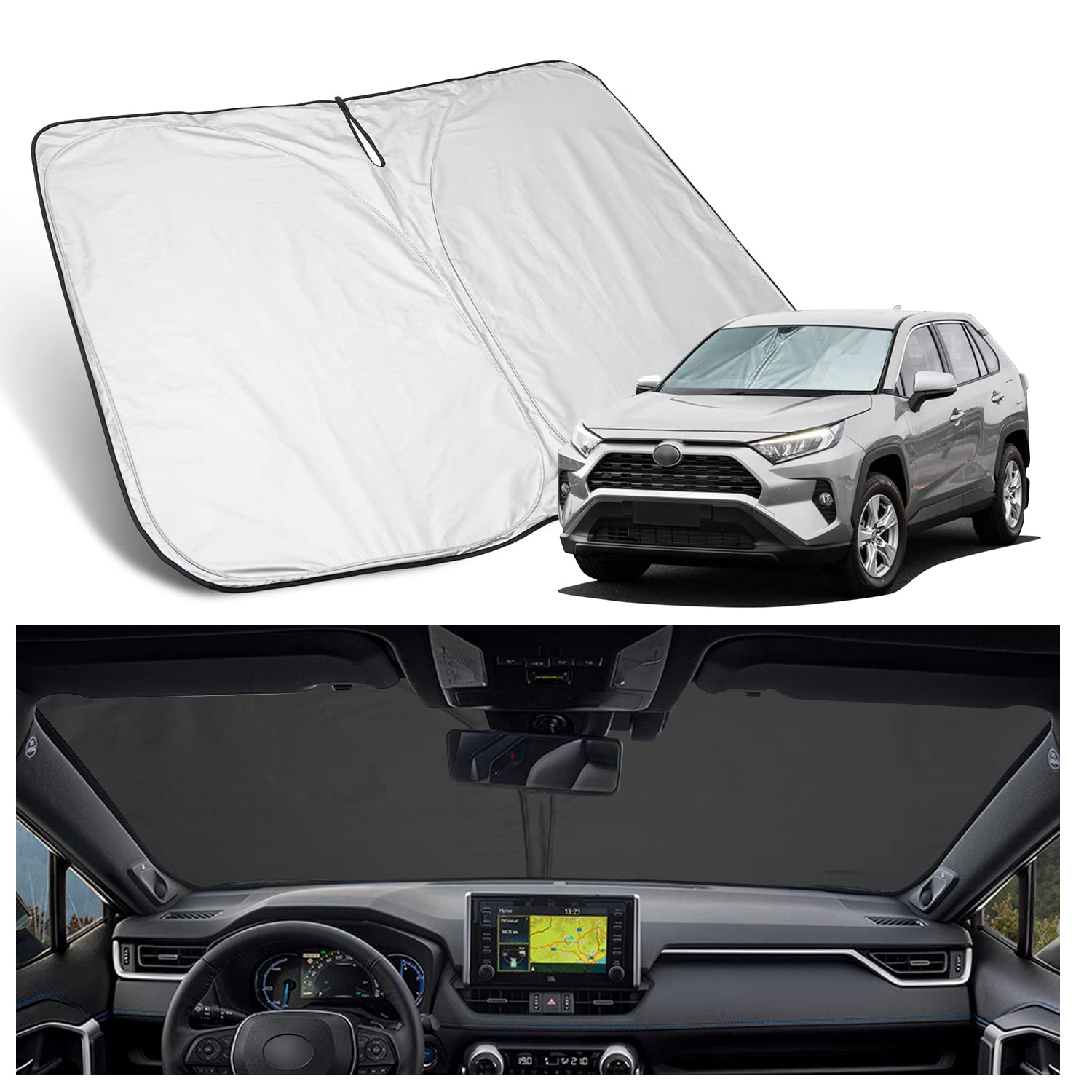 YEE PIN Sonnenschirm Auto kompatibel mit Toyota RAV4 XA50 SUV mk5 2019-2022,Faltbare Auto Sonnenschutz Frontscheibe Windschutzscheibe UV Staub Schutz Reflektierender Sonnenblende YEE PIN Sonnenschirm Auto kompatibel mit Toyota RAV4 XA50 SUV mk5 2019-2022,Faltbare Auto Sonnenschutz Frontscheibe Windschutzscheibe UV Staub Schutz Reflektierender Sonnenblende von YEE PIN