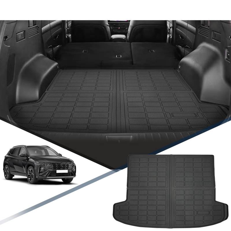 YEE PIN Tucson NX4 2024 Kofferraummatte Kompatibel mit Hyundai Tucson NX4 2021-2024 2025 Gummi Kofferraumwanne TPE Kofferraumshutz Gummimatte Hoher Rand Rutschfester von YEE PIN