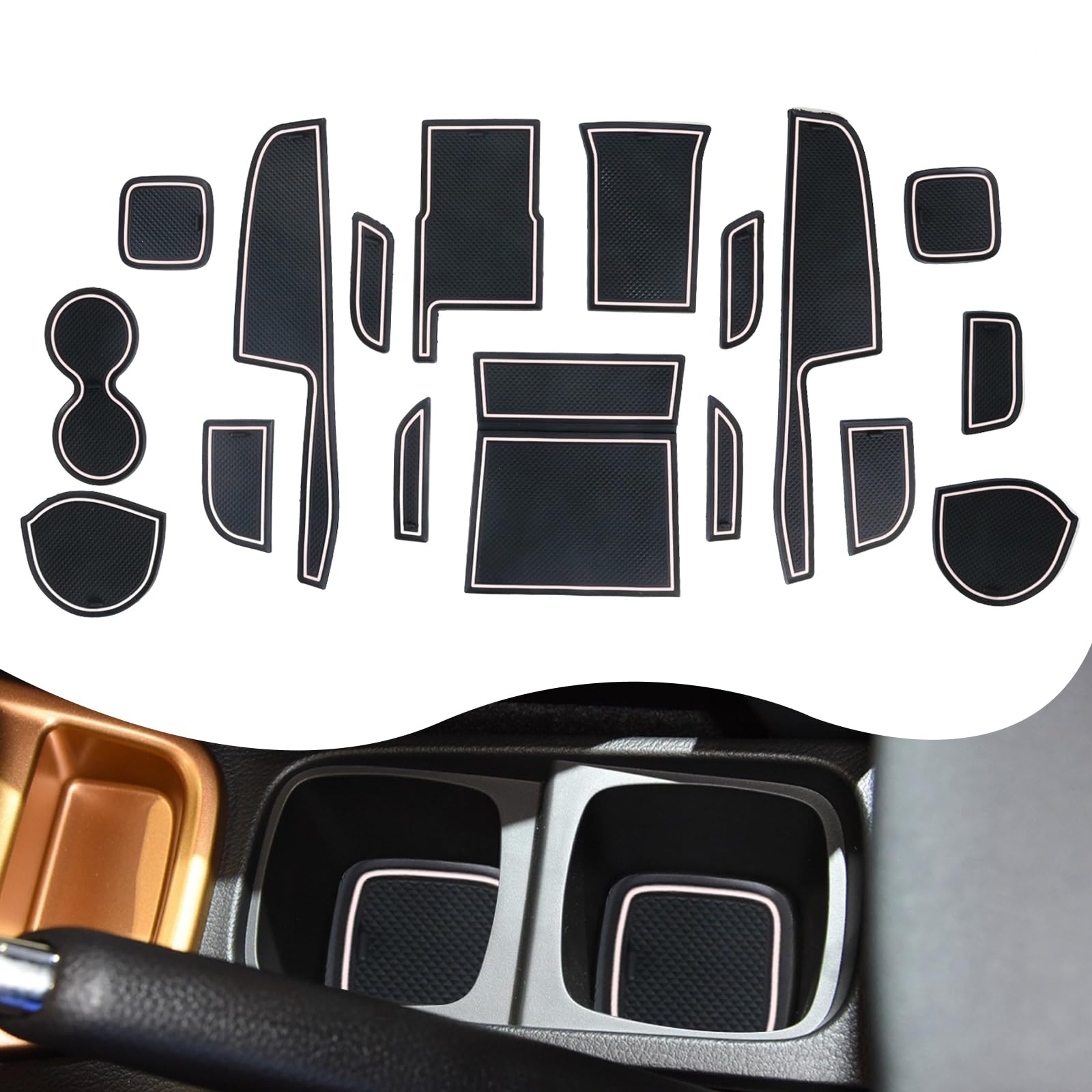 YEE PIN Vitara Gummimatten Kompatibel mit Suzuki Vitara 2016-2023 2024 Interieur rutschfeste Matten für Mittelkonsole Aufbewahrungsbox Autoteile Innenausstattung von YEE PIN