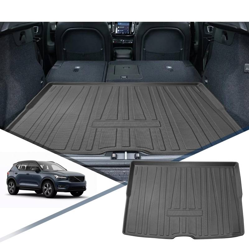 YEE PIN Kofferraummatte Gummi Kofferraumwanne Kompatibel mit Volvo XC40 C40 2018-2021-2023 2024, Seitenschutz Gummimatte Laderaumschale Schutzmatte Rutschfester sicherer Transport von YEE PIN