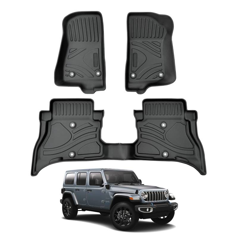 YEE PIN Wrangler 4xe Fussmatten Kompatibel mit JEE-p Wrangler JL 4xe 2022 2023 Langlebiges und verschleißfestes Kompletter Satz Fußmatten wasserdicht und rutschfest von YEE PIN