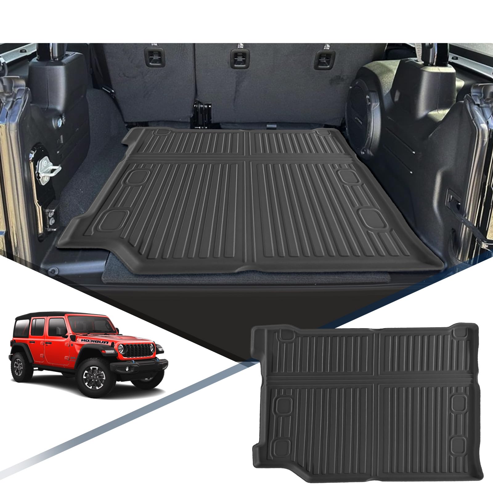 YEE PIN Wrangler jl Kofferraummatte Kompatibel mit Jeep Wrangler jl 4xe 2021-2023 (4 türer) Gummi Kofferraumwanne TPE Kofferraumshutz Wrangler 4xe Gummimatte Hoher Rand Organizer Rutschfester von YEE PIN