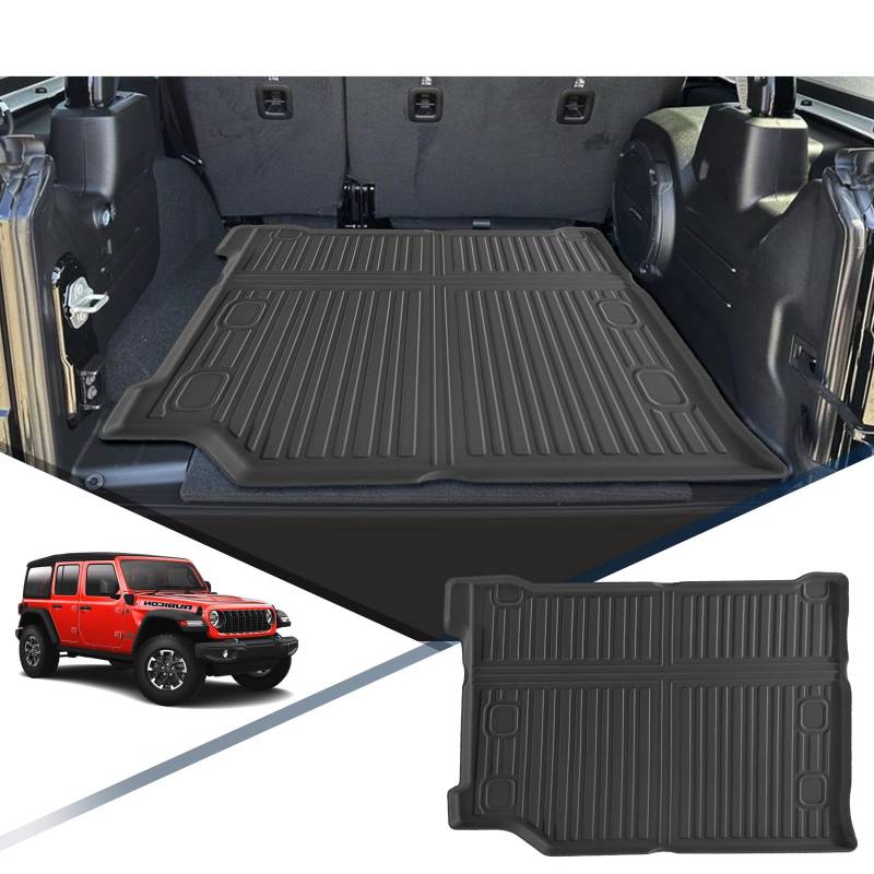 YEE PIN Wrangler jl Kofferraummatte Kompatibel mit Jeep Wrangler jl 4xe 2021-2024 2025 (4 türer) Gummi Kofferraumwanne TPE Kofferraumshutz Wrangler 4xe Gummimatte Hoher Rand Organizer Rutschfester von YEE PIN