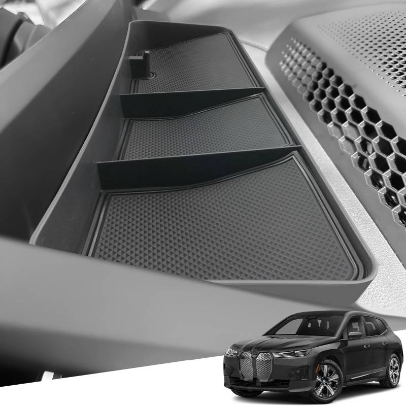 YEE PIN iX I20 Kompatibel mit BMW iX Elektro EV 2022 2023 Mittelkonsole Organizer Aufbewahrungsbox Wird hinter dem Navigationsbildschirm verwendet Mit Rutschfestermatte von YEE PIN