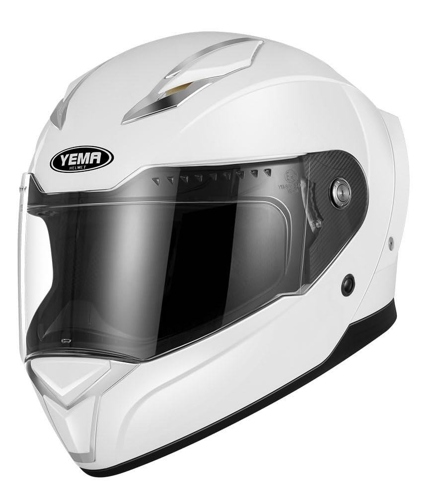 Motorradhelm Integralhelm Rollerhelm Fullface Helm - YEMA YM-850 Sturzhelm ECE mit für Damen Herren Erwachsene,Weiß-L Motorradhelm Integralhelm Rollerhelm Fullface Helm - YEMA YM-850 Sturzhelm ECE mit für Damen Herren Erwachsene,Weiß-L von YEMA