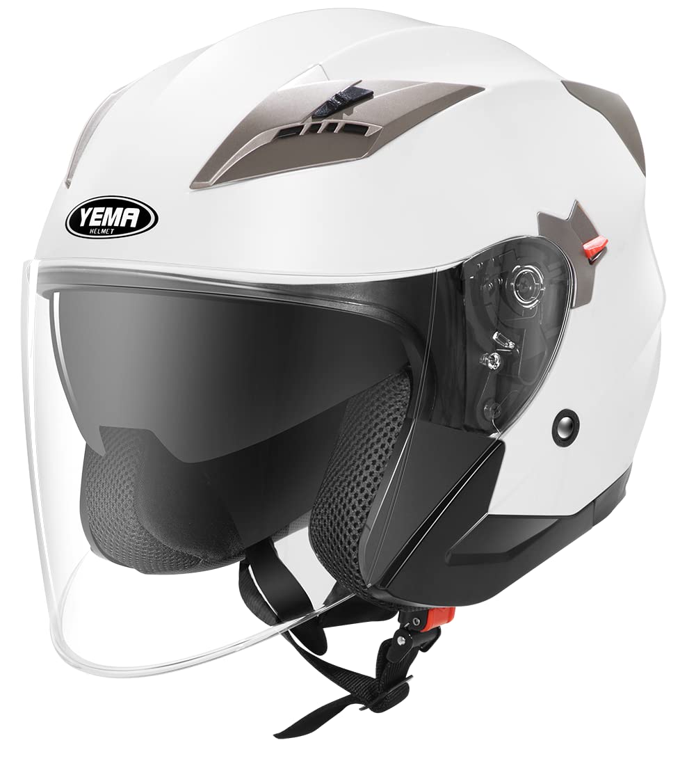YEMA Jethelme Rollerhelm Sturzhelm Chopper Helm YM-627 Motorradhelm ECE mit Doppelvisier Sonnenblende für Damen Herren Erwachsene-Weiß-XL YEMA Jethelme Rollerhelm Sturzhelm Chopper Helm YM-627 Motorradhelm ECE mit Doppelvisier Sonnenblende für Damen Herren Erwachsene-Weiß-XL von YEMA