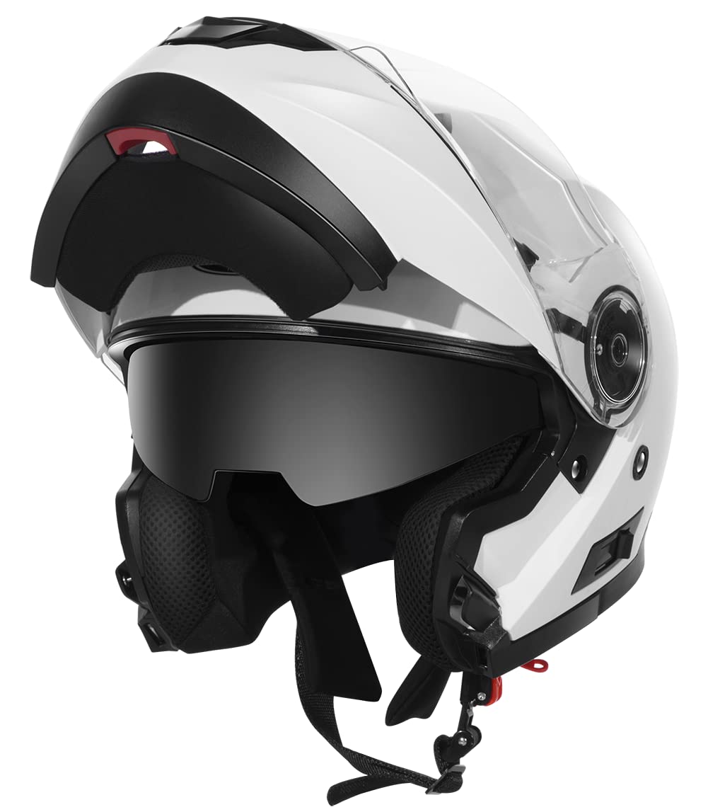 YEMA Motorradhelm Klapphelm Integralhelm Fullface Helm YM-925 Rollerhelm Sturzhelm mit Doppelvisier Sonnenblende ECE für Damen Herren Erwachsene-Weiß-L YEMA Motorradhelm Klapphelm Integralhelm Fullface Helm YM-925 Rollerhelm Sturzhelm mit Doppelvisier Sonnenblende ECE für Damen Herren Erwachsene-Weiß-L von YEMA