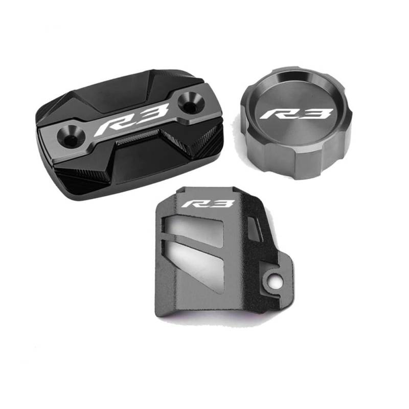 Bremsbehälter-Abdeckung Vorderbremse 2023 Motorrad Vorne Hinten Brems Flüssigkeit Reservoir Kappe Zylinder Abdeckung Schutz Öl Füllstoff Kappe R3 Für YZF-R3 Für YZFR3 2015-2021 von YENBGS