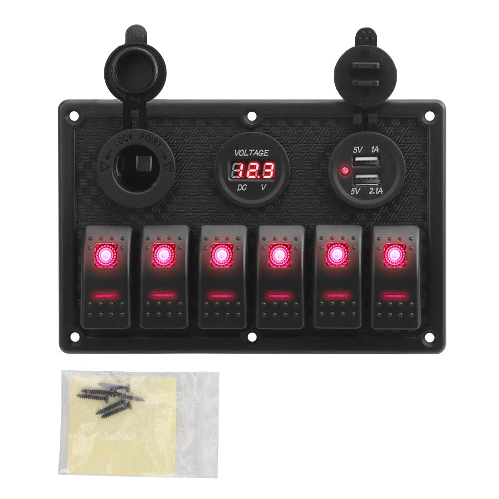 Fensterheber Schalter 24V 12V 6-Tasten-Schalttafel mit digitalem Voltmeter-Tester USB-Ladegeräten 3.0-Lichtschalter Auto für Netzteil Marine Boot Wohnwagen Schalter-Taste Fensterschalter Fensterheber Schalter 24V 12V 6-Tasten-Schalttafel mit digitalem Voltmeter-Tester USB-Ladegeräten 3.0-Lichtschalter Auto für Netzteil Marine Boot Wohnwagen Schalter-Taste Fensterschalter von YENBGS