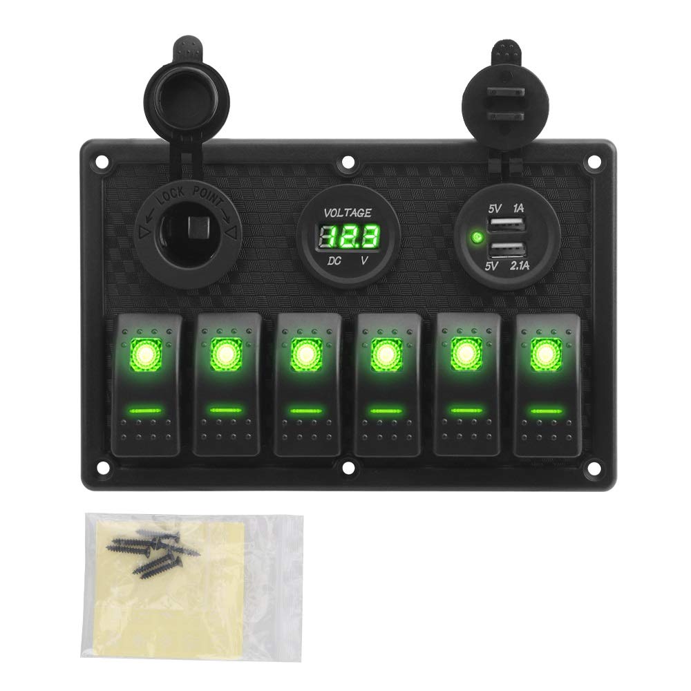 Fensterheber Schalter 24V 12V 6-Tasten-Schalttafel mit digitalem Voltmeter-Tester USB-Ladegeräten 3.0-Lichtschalter Auto für Netzteil Marine Boot Wohnwagen Schalter-Taste Fensterschalter Fensterheber Schalter 24V 12V 6-Tasten-Schalttafel mit digitalem Voltmeter-Tester USB-Ladegeräten 3.0-Lichtschalter Auto für Netzteil Marine Boot Wohnwagen Schalter-Taste Fensterschalter von YENBGS