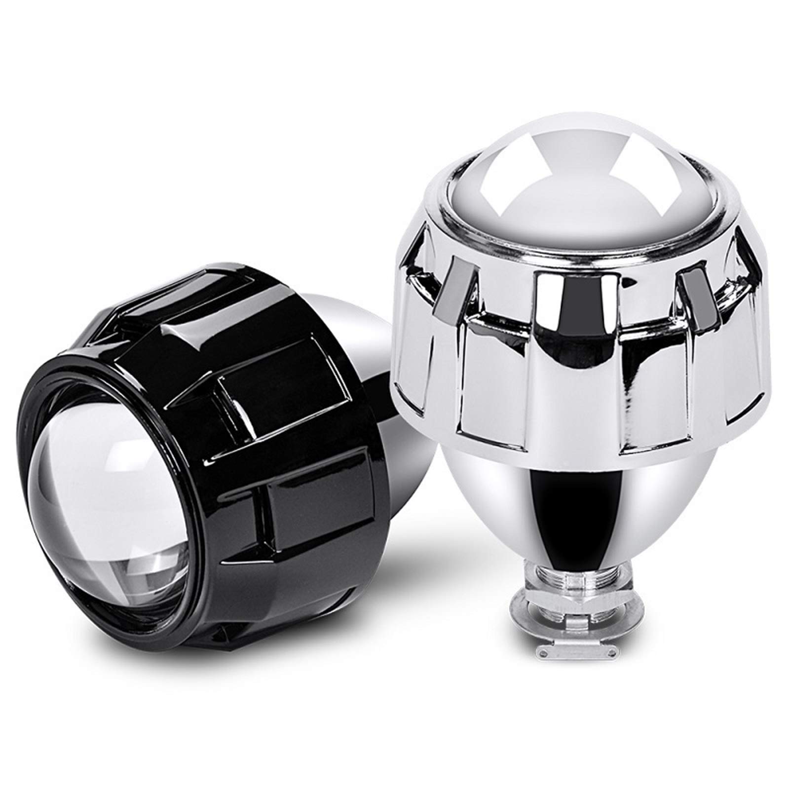 Angel Eyes,Angel Eyes Scheinwerfer Auto Styling 2,5 Zoll HID BI Xenon Scheinwerfer Mini Projektor Linsen Retrofit H4 H7 Scheinwerferlinsen Schwarz Silber Verwendung H1 Birne(LHD without Shroud) von YETGFBH
