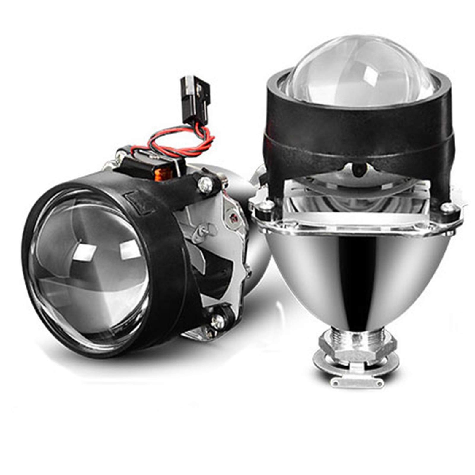 YETGFBH Angel Eyes,Angel Eyes Scheinwerfer 2,5-Zoll-Projektor-Objektiv BI-Xenon Fit H4 H7 Sockel Autoscheinwerfer Verwenden Sie H1-HID-Birne Passend für Retrofit-Ersatzauto-Scheinwerfer(LHD Silver) von YETGFBH