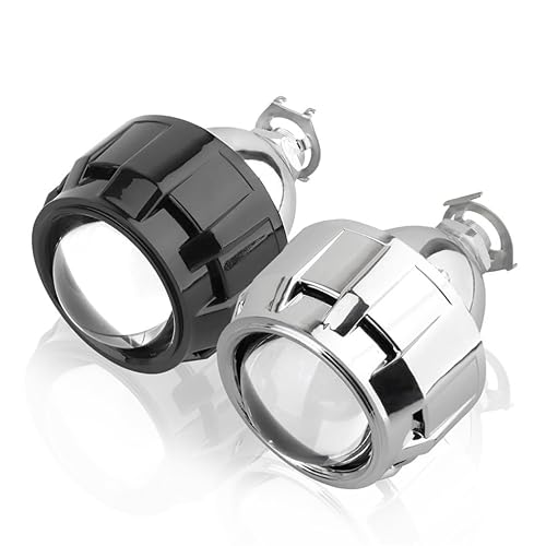 YETGFBH Angel Eyes,Angel Eyes Scheinwerfer 2 Stück Mini-Bi-Xenon-HID-Projektor-Scheinwerferlinsen, 2,5 Zoll, Nachrüstung, passend for H4, H7, H11, 9005, H8, Auto-Kopflampen-Gating(2pcs LHD Silver) von YETGFBH