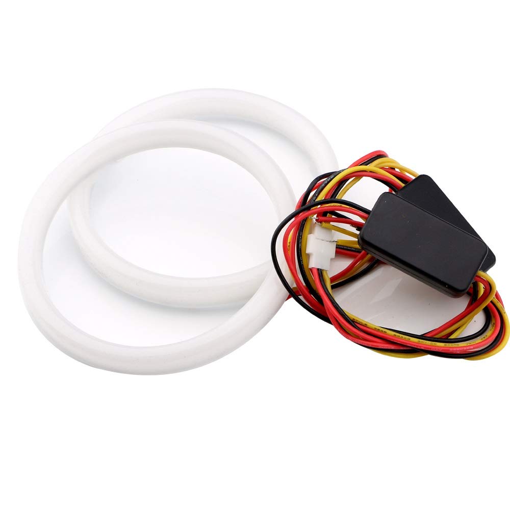 YETGFBH Angel Eyes,Angel Eyes Scheinwerfer 2 stücke auto engel augen 60mm 70mm 80mm 90mm 95mm 100mm 110mm 120mm auto halo ringe baumwolle beleuchtung 12 v scheinwerfer 4014 smd weiß + gelb(110MM) von YETGFBH