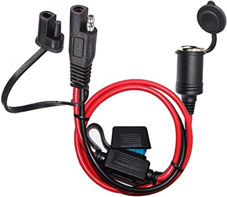 YETOR SAE Kabel verlängerung zigarettenanzünder Steckdose Verlängerung,12V-24V SAE stecker Adapter mit 15A Schutzsicherung 12AWG 60CM Draht,Verlängerungskabel für KFZ,Auto,Motorrad von YETOR