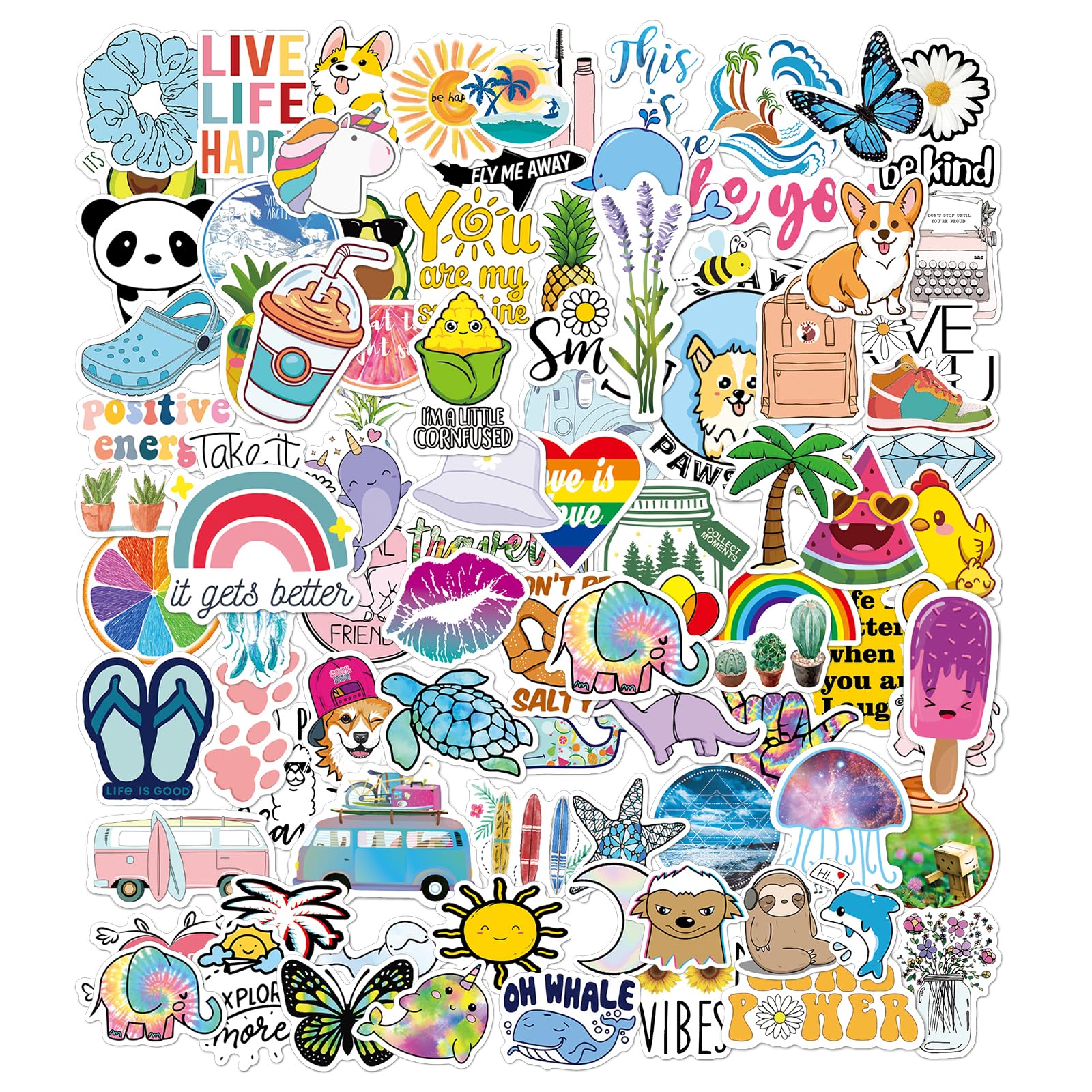 YFLeomry 150 Stück Wasserfeste Sticker Set für DIY，Laptop, Wasserflasche, Tagebuch，Hochwertige wasserdichte Vinyl Sticker（kleine Frische B） von YFLeomry