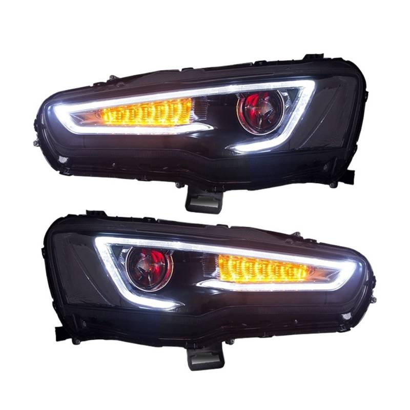 Frontoptische Gruppe kompatibel mit MITSUBISHI LANCER 2008-2017 LED-Scheinwerfer LED Tagfahrlicht (Black with demon eye, left) von YFOMIRLEX