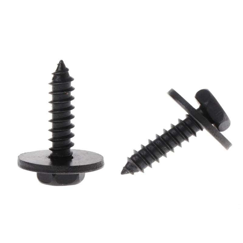 10 Stück 4,8 x 19 mm selbstschneidende Schrauben, unverlierbare lose Unterlegscheibe, 8 mm Sechskantkopf, schwarz von YFQAZXSW